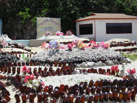 beer bottles hold the shape of the grave